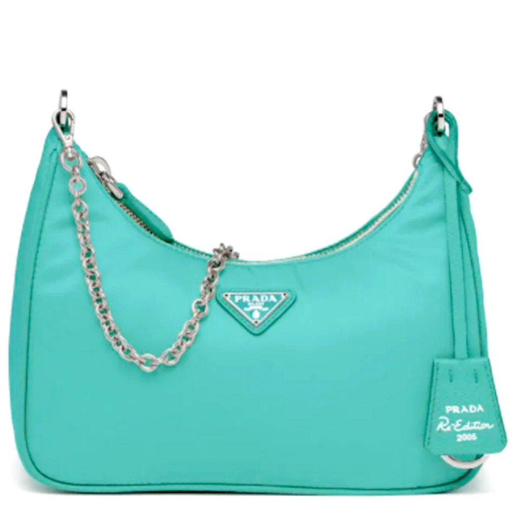 Rare & Authentic Prada Re-Edition 2005 Nylon Bag in Jade Green Like Tiffany Blue - Picture 8 of 16